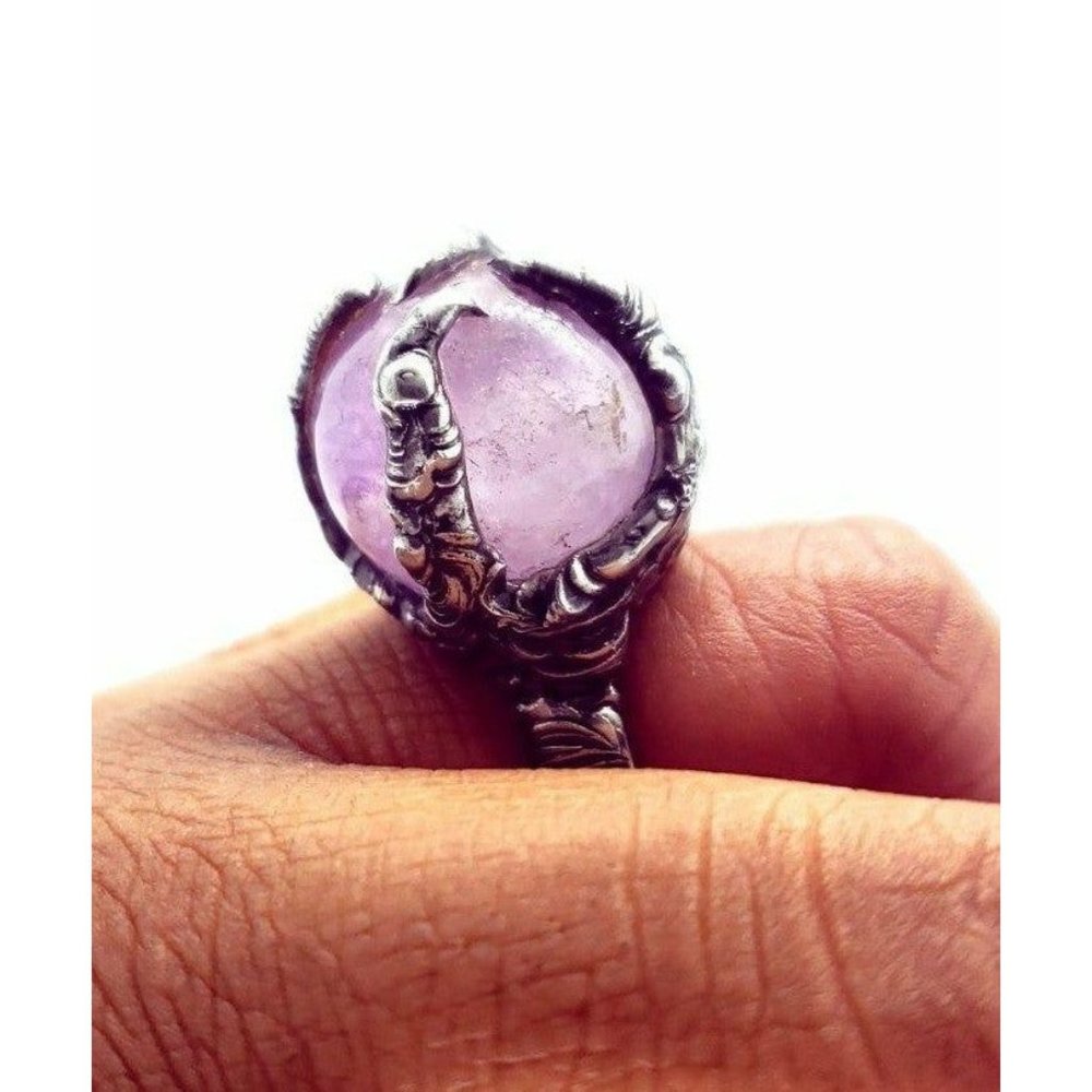 Amethyst crystal ball Ring statement piece